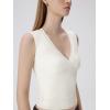 image:imageSUUKSESS Women Built in Bra V Neck Tank Tops Double Lined Summer Going Out Camisole TopsWhite