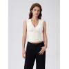 image:imageSUUKSESS Women Built in Bra V Neck Tank Tops Double Lined Summer Going Out Camisole TopsWhite