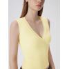 image:imageSUUKSESS Women Built in Bra V Neck Tank Tops Double Lined Summer Going Out Camisole TopsYellow