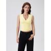 image:imageSUUKSESS Women Built in Bra V Neck Tank Tops Double Lined Summer Going Out Camisole TopsYellow