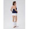image:imageSUUKSESS Women Padded Halter Babydoll Tops Summer Backless Peplum Tank Tops Cute Flowy Going Out TopsNavy Blue
