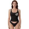 image:imageSUUKSESS Women Built in Bra Scoop Neck Tank Tops Double Lined Summer Going Out Camisole TopsBlack