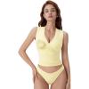 image:imageSUUKSESS Women Built in Bra V Neck Tank Tops Double Lined Summer Going Out Camisole TopsYellow