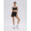 image:imageSUUKSESS 2 Piece Workout Sets for Women Open Back Sports Bra High Waist Biker Shorts with Pockets Scrunch Booty Lift Gym SetsBlack