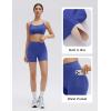 image:imageSUUKSESS 2 Piece Workout Sets for Women Open Back Sports Bra High Waist Biker Shorts with Pockets Scrunch Booty Lift Gym SetsBlue