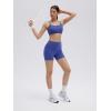 image:imageSUUKSESS 2 Piece Workout Sets for Women Open Back Sports Bra High Waist Biker Shorts with Pockets Scrunch Booty Lift Gym SetsBlue