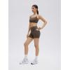 image:imageSUUKSESS 2 Piece Workout Sets for Women Open Back Sports Bra High Waist Biker Shorts with Pockets Scrunch Booty Lift Gym SetsBrown