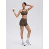 image:imageSUUKSESS 2 Piece Workout Sets for Women Open Back Sports Bra High Waist Biker Shorts with Pockets Scrunch Booty Lift Gym SetsBrown