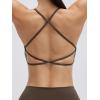 image:imageSUUKSESS 2 Piece Workout Sets for Women Open Back Sports Bra High Waist Biker Shorts with Pockets Scrunch Booty Lift Gym SetsBrown