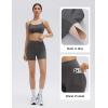 image:imageSUUKSESS 2 Piece Workout Sets for Women Open Back Sports Bra High Waist Biker Shorts with Pockets Scrunch Booty Lift Gym SetsDark Grey