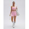 image:imageSUUKSESS 2 Piece Workout Sets for Women Open Back Sports Bra High Waist Biker Shorts with Pockets Scrunch Booty Lift Gym SetsLight Pinkdouble Lined