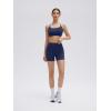 image:imageSUUKSESS 2 Piece Workout Sets for Women Open Back Sports Bra High Waist Biker Shorts with Pockets Scrunch Booty Lift Gym SetsNavy Blue