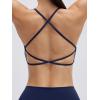 image:imageSUUKSESS 2 Piece Workout Sets for Women Open Back Sports Bra High Waist Biker Shorts with Pockets Scrunch Booty Lift Gym SetsNavy Blue