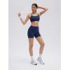 image:imageSUUKSESS 2 Piece Workout Sets for Women Open Back Sports Bra High Waist Biker Shorts with Pockets Scrunch Booty Lift Gym SetsNavy Blue