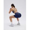 image:imageSUUKSESS 2 Piece Workout Sets for Women Open Back Sports Bra High Waist Biker Shorts with Pockets Scrunch Booty Lift Gym SetsNavy Blue