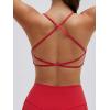 image:imageSUUKSESS 2 Piece Workout Sets for Women Open Back Sports Bra High Waist Biker Shorts with Pockets Scrunch Booty Lift Gym SetsRed