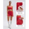 image:imageSUUKSESS 2 Piece Workout Sets for Women Open Back Sports Bra High Waist Biker Shorts with Pockets Scrunch Booty Lift Gym SetsRed