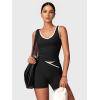 image:imageSUUKSESS Women 2 Piece Workout Sets Built in Bra Yoga Tank Top High Waisted Tummy Control Biker ShortsBlack