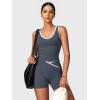 image:imageSUUKSESS Women 2 Piece Workout Sets Built in Bra Yoga Tank Top High Waisted Tummy Control Biker ShortsDark Blue