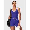 image:imageSUUKSESS Women 2 Piece Workout Sets Built in Bra Yoga Tank Top High Waisted Tummy Control Biker ShortsPeacock Blue