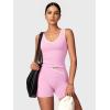 image:imageSUUKSESS Women 2 Piece Workout Sets Built in Bra Yoga Tank Top High Waisted Tummy Control Biker ShortsPink