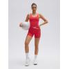 image:imageSUUKSESS Women 2 Piece Workout Sets Built in Bra Yoga Tank Top High Waisted Tummy Control Biker ShortsRed