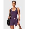 image:imageSUUKSESS Women 2 Piece Workout Sets Built in Bra Yoga Tank Top High Waisted Tummy Control Biker ShortsViolet