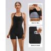 image:imageSUUKSESS Women 2 Piece Workout Sets High Waisted Biker Shorts with Pockets Built in bra Racerback Tank TopsBlack