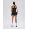 image:imageSUUKSESS Women 2 Piece Workout Sets High Waisted Biker Shorts with Pockets Built in bra Racerback Tank TopsBlack
