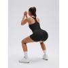 image:imageSUUKSESS Women 2 Piece Workout Sets High Waisted Biker Shorts with Pockets Built in bra Racerback Tank TopsBlack