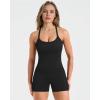 image:imageSUUKSESS Women 2 Piece Workout Sets High Waisted Biker Shorts with Pockets Built in bra Racerback Tank TopsBlack