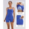 image:imageSUUKSESS Women 2 Piece Workout Sets High Waisted Biker Shorts with Pockets Built in bra Racerback Tank TopsBlue