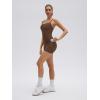 image:imageSUUKSESS Women 2 Piece Workout Sets High Waisted Biker Shorts with Pockets Built in bra Racerback Tank TopsBrown