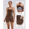 image:imageSUUKSESS Women 2 Piece Workout Sets High Waisted Biker Shorts with Pockets Built in bra Racerback Tank TopsBrown