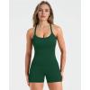 image:imageSUUKSESS Women 2 Piece Workout Sets High Waisted Biker Shorts with Pockets Built in bra Racerback Tank TopsDeep Green
