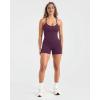 image:imageSUUKSESS Women 2 Piece Workout Sets High Waisted Biker Shorts with Pockets Built in bra Racerback Tank TopsDeep Purple