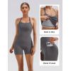image:imageSUUKSESS Women 2 Piece Workout Sets High Waisted Biker Shorts with Pockets Built in bra Racerback Tank TopsGray