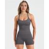 image:imageSUUKSESS Women 2 Piece Workout Sets High Waisted Biker Shorts with Pockets Built in bra Racerback Tank TopsGray