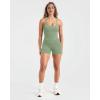 image:imageSUUKSESS Women 2 Piece Workout Sets High Waisted Biker Shorts with Pockets Built in bra Racerback Tank TopsGreen