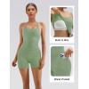 image:imageSUUKSESS Women 2 Piece Workout Sets High Waisted Biker Shorts with Pockets Built in bra Racerback Tank TopsGreen