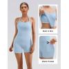 image:imageSUUKSESS Women 2 Piece Workout Sets High Waisted Biker Shorts with Pockets Built in bra Racerback Tank TopsLight Blue