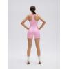 image:imageSUUKSESS Women 2 Piece Workout Sets High Waisted Biker Shorts with Pockets Built in bra Racerback Tank TopsLight Pink