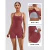image:imageSUUKSESS Women 2 Piece Workout Sets High Waisted Biker Shorts with Pockets Built in bra Racerback Tank TopsMaroon