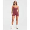 image:imageSUUKSESS Women 2 Piece Workout Sets High Waisted Biker Shorts with Pockets Built in bra Racerback Tank TopsMaroon