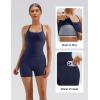 image:imageSUUKSESS Women 2 Piece Workout Sets High Waisted Biker Shorts with Pockets Built in bra Racerback Tank TopsNavy Blue