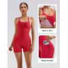 image:imageSUUKSESS Women 2 Piece Workout Sets High Waisted Biker Shorts with Pockets Built in bra Racerback Tank TopsRed
