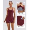 image:imageSUUKSESS Women 2 Piece Workout Sets High Waisted Biker Shorts with Pockets Built in bra Racerback Tank TopsWine Red