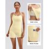 image:imageSUUKSESS Women 2 Piece Workout Sets High Waisted Biker Shorts with Pockets Built in bra Racerback Tank TopsYellow