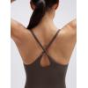 image:imageSUUKSESS Women 2 Piece Workout Sets Padded Gym Yoga Tank Top High Waisted Biker Shorts with PocketsBrown