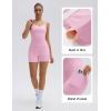 image:imageSUUKSESS Women 2 Piece Workout Sets Padded Gym Yoga Tank Top High Waisted Biker Shorts with PocketsLight Pinkdouble Lined